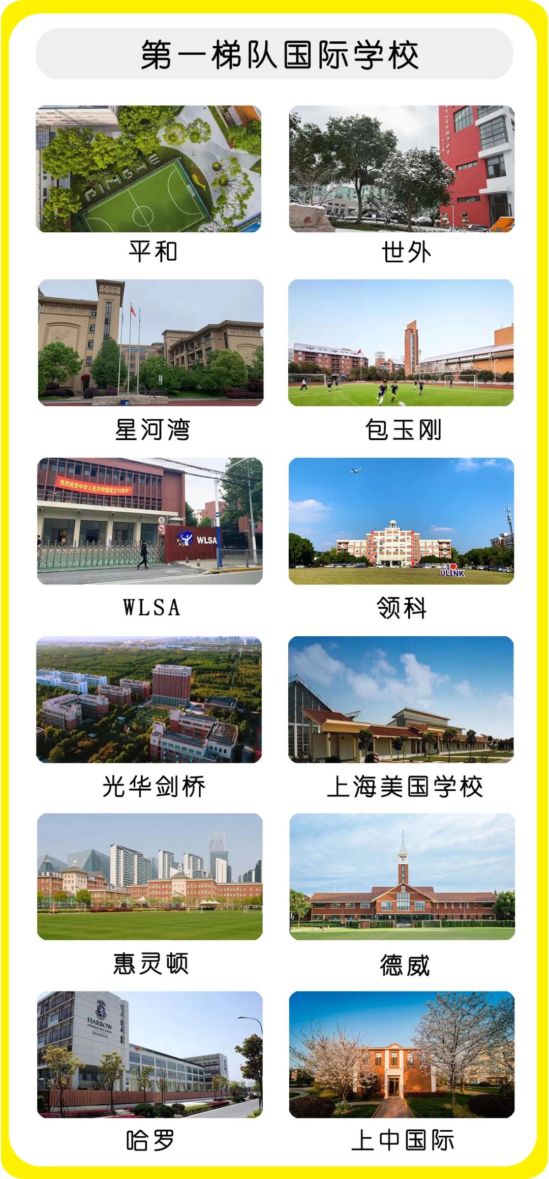上海国际学校梯队排名